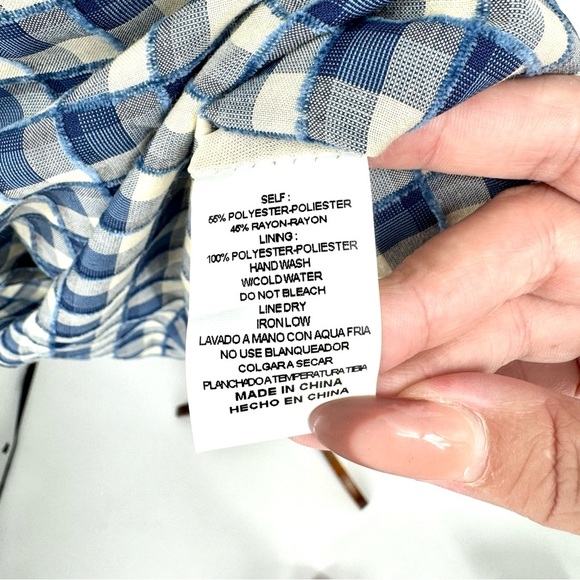 JESSAKAE Jessy Jane Gingham Blue Check Prairie Puff Sleeve Collared Dress NWT - Picture 5 of 6